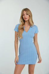 Zyra Short Sleeve Collared Bodycon Mini Dress