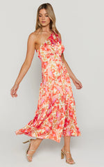 Georgine One-Shoulder Floral Tiered Midi Dress – Autumn Bloom Edition