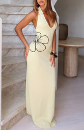 Baddie Era Knit Maxi Dress Lemon