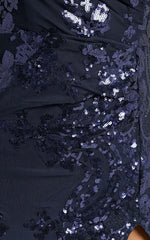 Out Till Dawn Maxi Dress - Thigh Split Dress in Navy Sequin