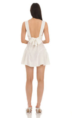 Plunge V-Neck Dress in White