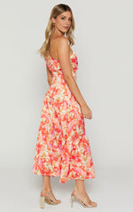 Georgine One-Shoulder Floral Tiered Midi Dress – Autumn Bloom Edition