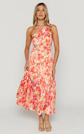 Georgine One-Shoulder Floral Tiered Midi Dress – Autumn Bloom Edition