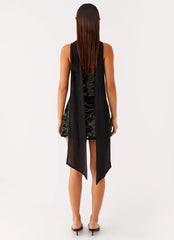 Kiesha Strapless Scarf Mini Dress - Black