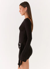 Niella Long Sleeve Wrap Mini Dress - Black