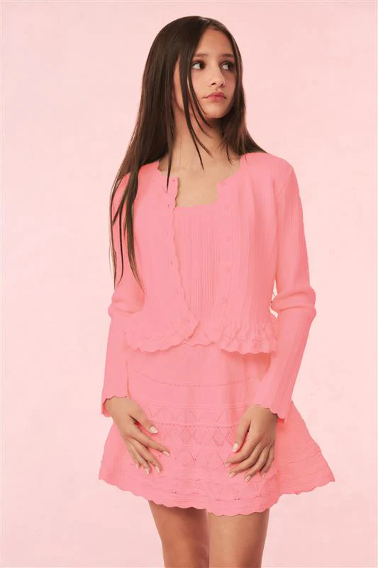 Girls Mari Knit Peplum Cardigan