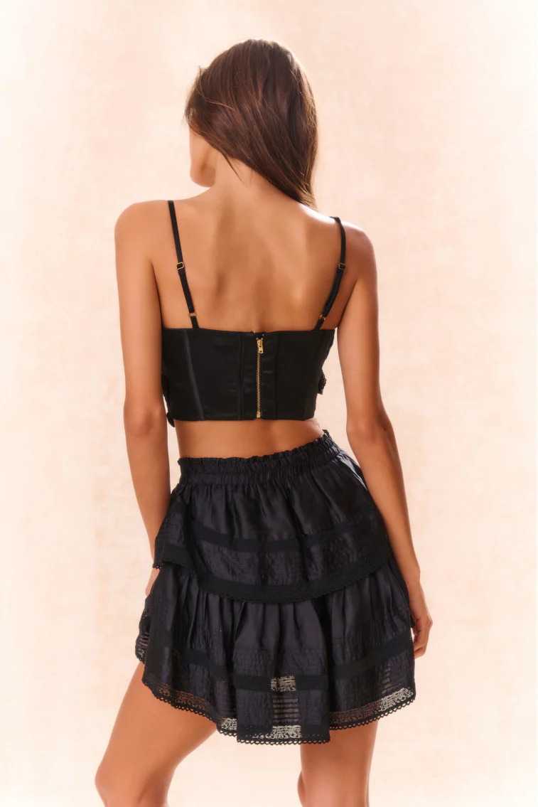 Woodley Bow Bustier Top - BLACK