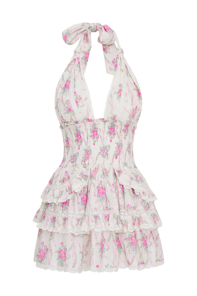 Deanna Cotton Floral Halter Dress