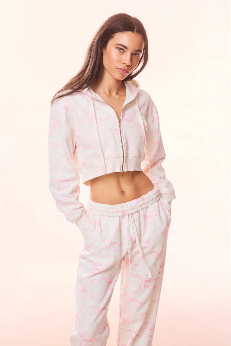 Pierra Cotton Cropped Bow Hoodie