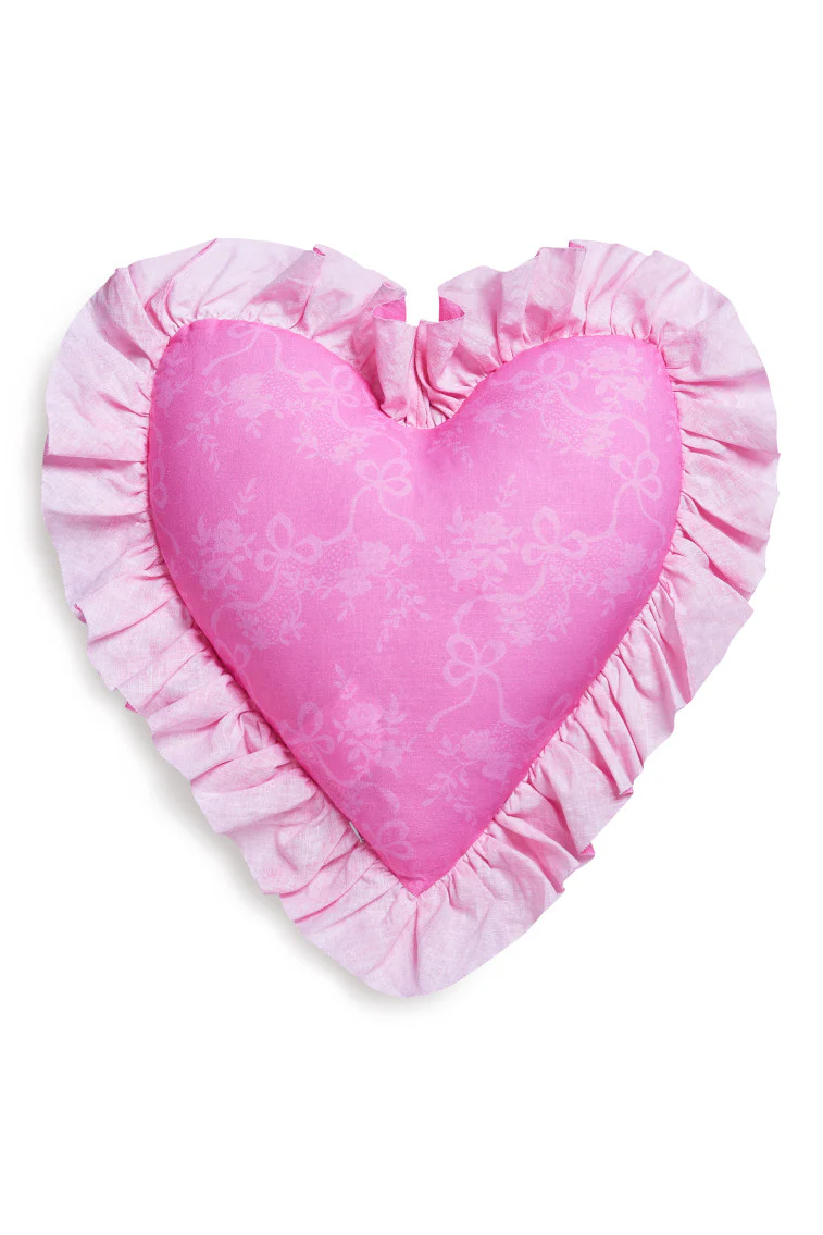Heart Shape Festive Ruffle Pillow - NUTCRACKER PINK
