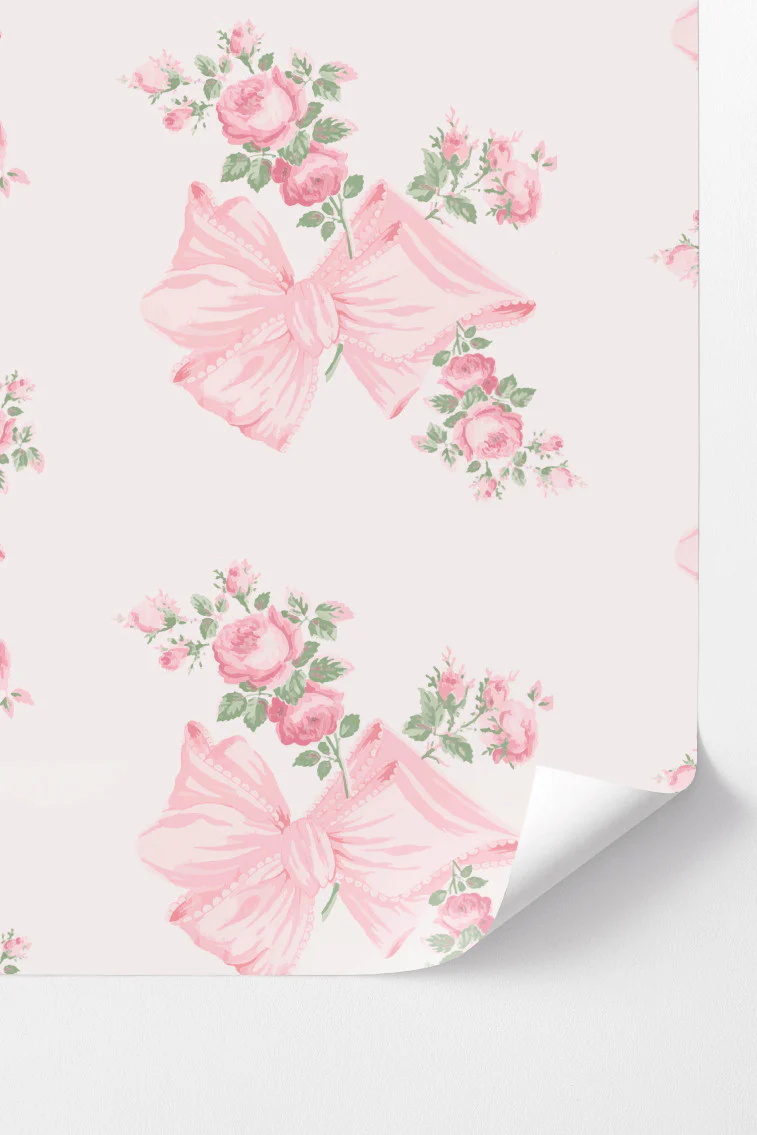 Rosa Beaux in Pink Mint Peel + Stick Wallpaper