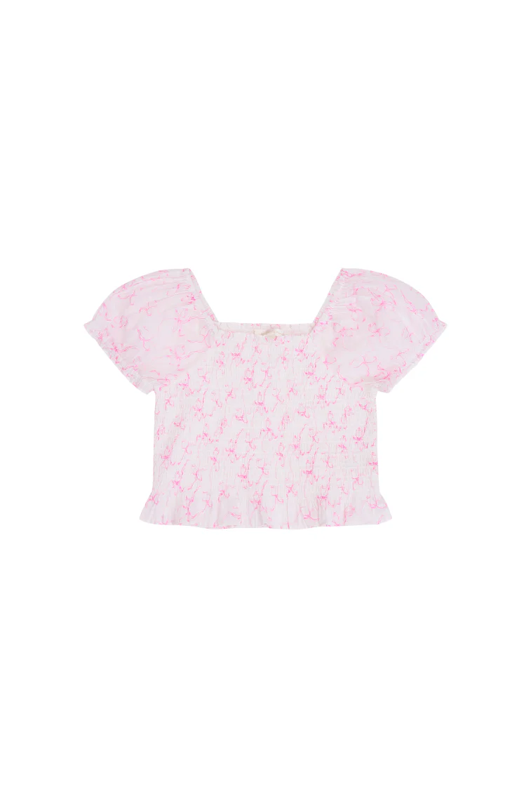Girls Fabielle Bow Print Top