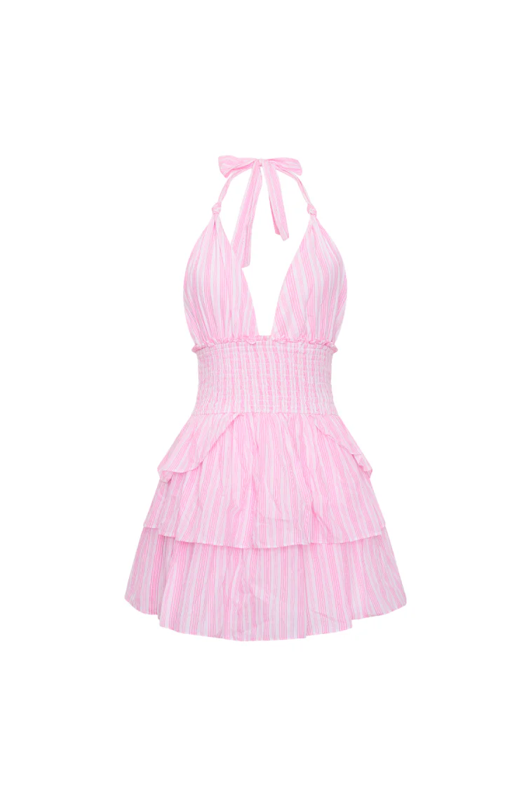 Deanna Cotton Striped Halter Dress