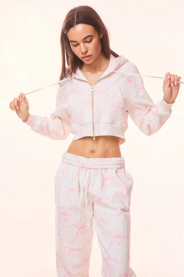 Pierra Cotton Cropped Bow Hoodie