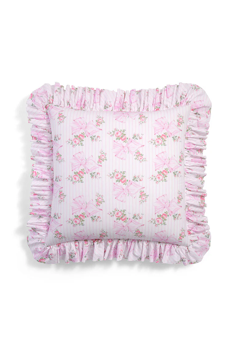 Ruffle Throw Pillow- PINK MINT