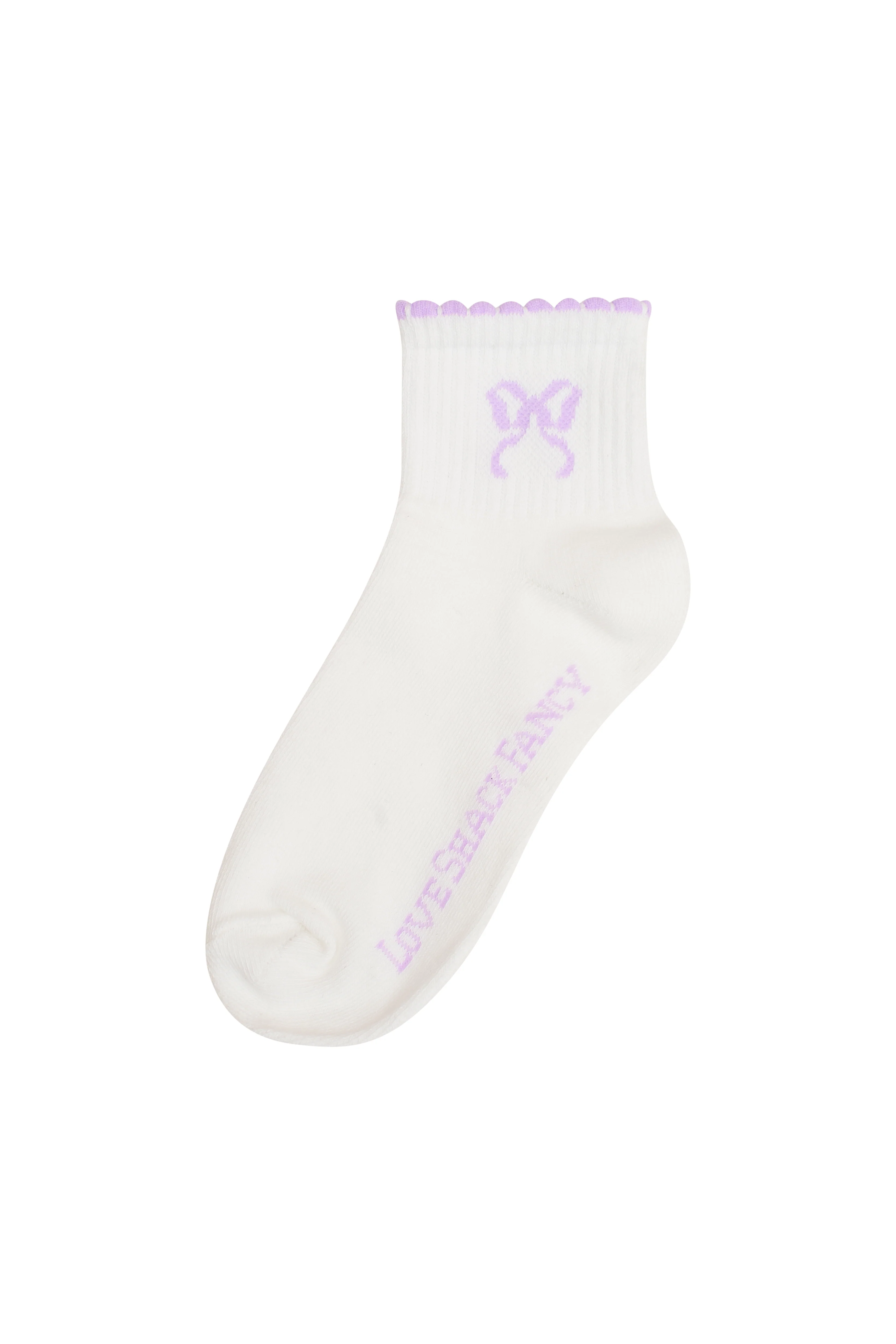 Doyenne Cotton Bow Ankle Socks - LILAC