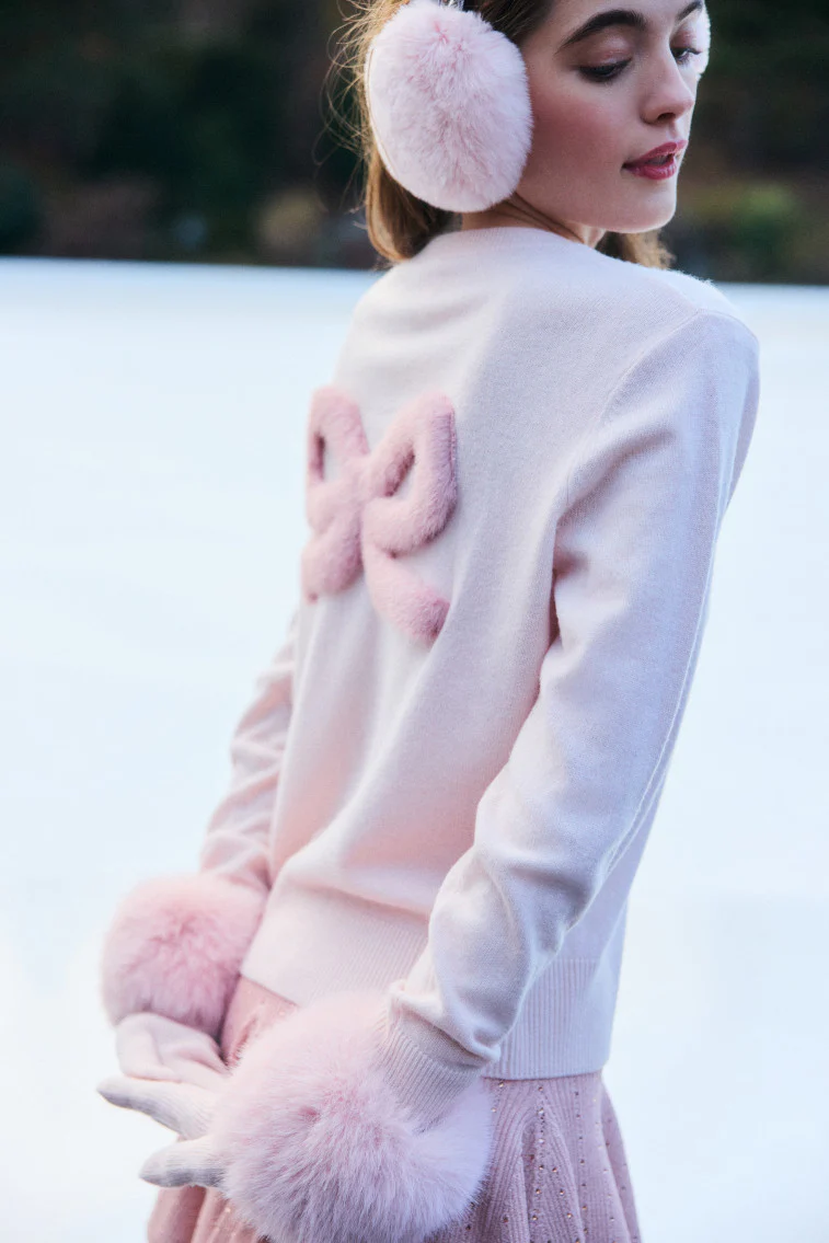 LoveShackFancy x MAX&MOI Piata Faux Fur Bow Sweater