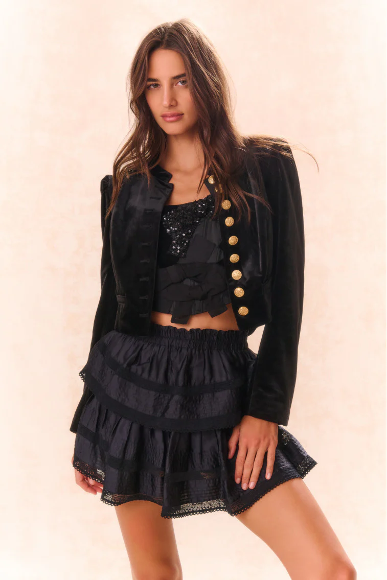 Woodley Bow Bustier Top - BLACK