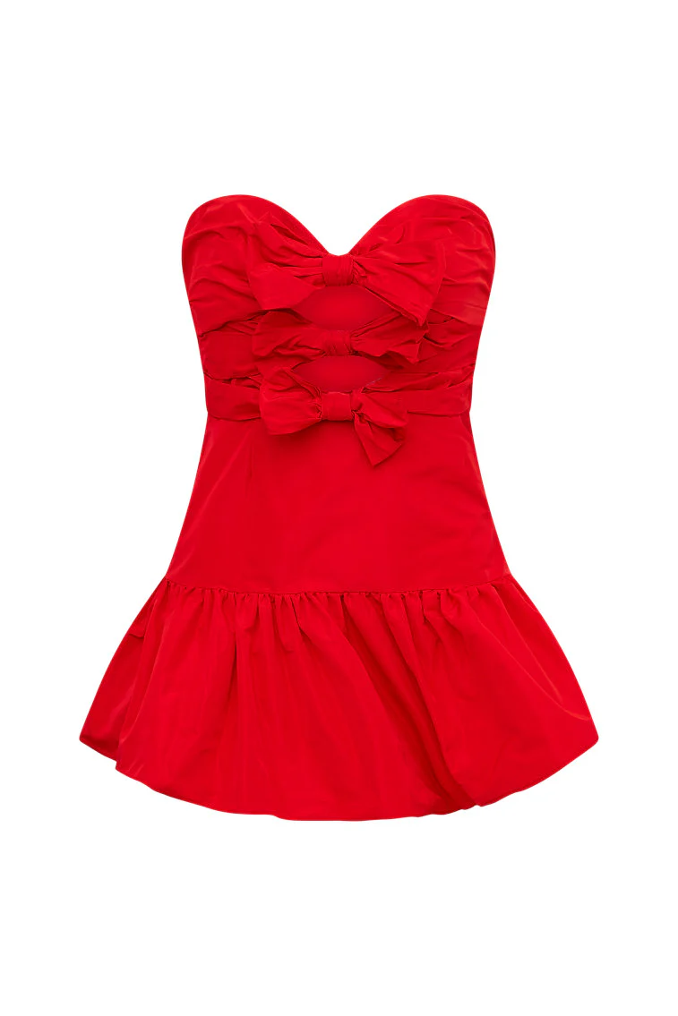Woodlow Bow Mini Dress - RED