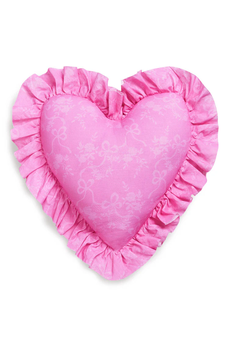 Heart Shape Festive Ruffle Pillow - NUTCRACKER PINK