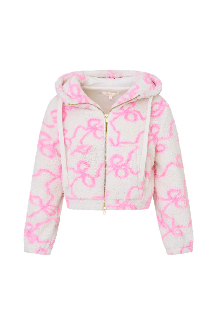 Girls Jacquel Fleece Bow Print Bomber