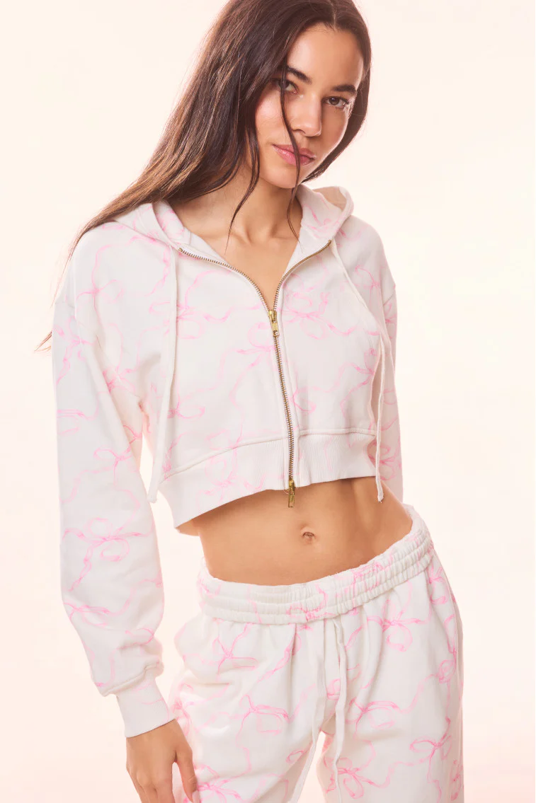 Pierra Cotton Cropped Bow Hoodie
