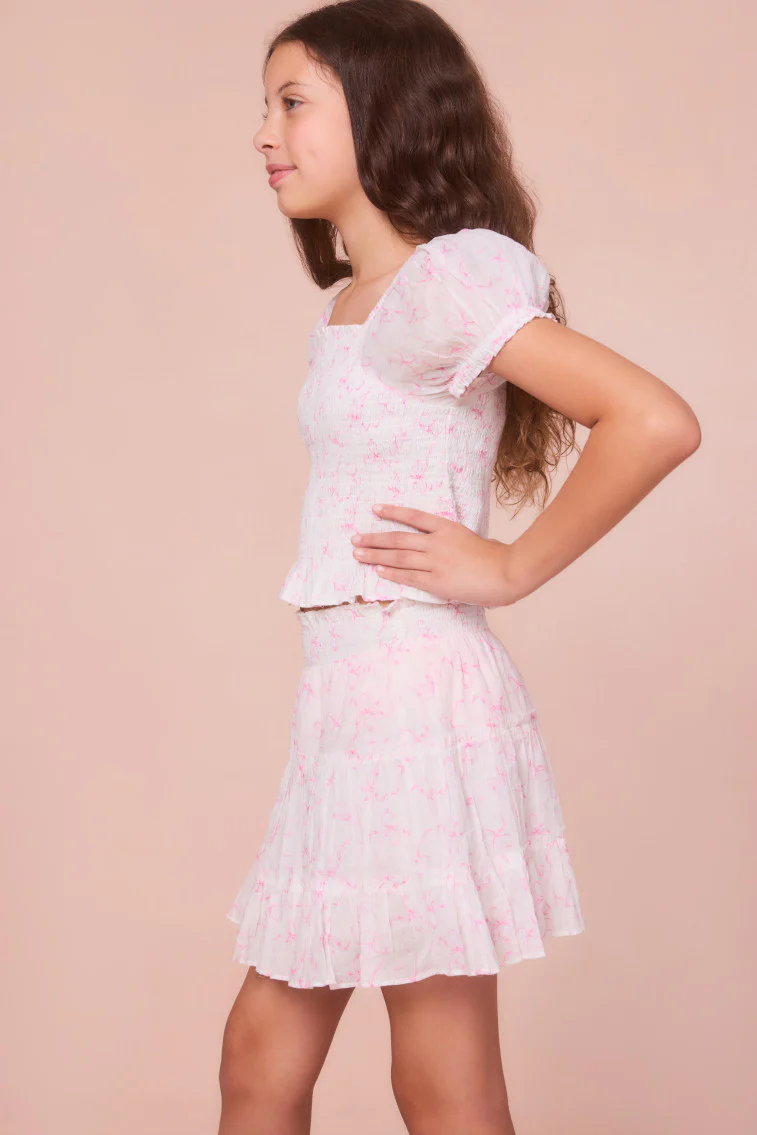 Girls Fabielle Bow Print Top