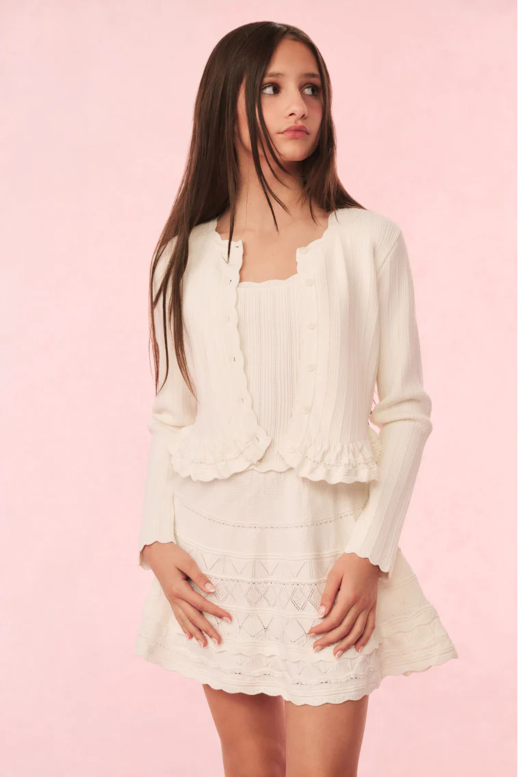 Girls Mari Knit Peplum Cardigan