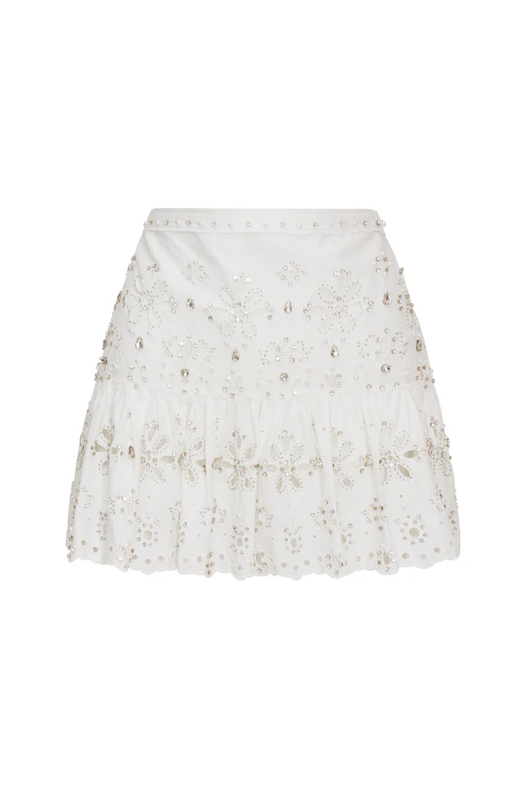 Cova Rhinstone Cotton Mini Skirt