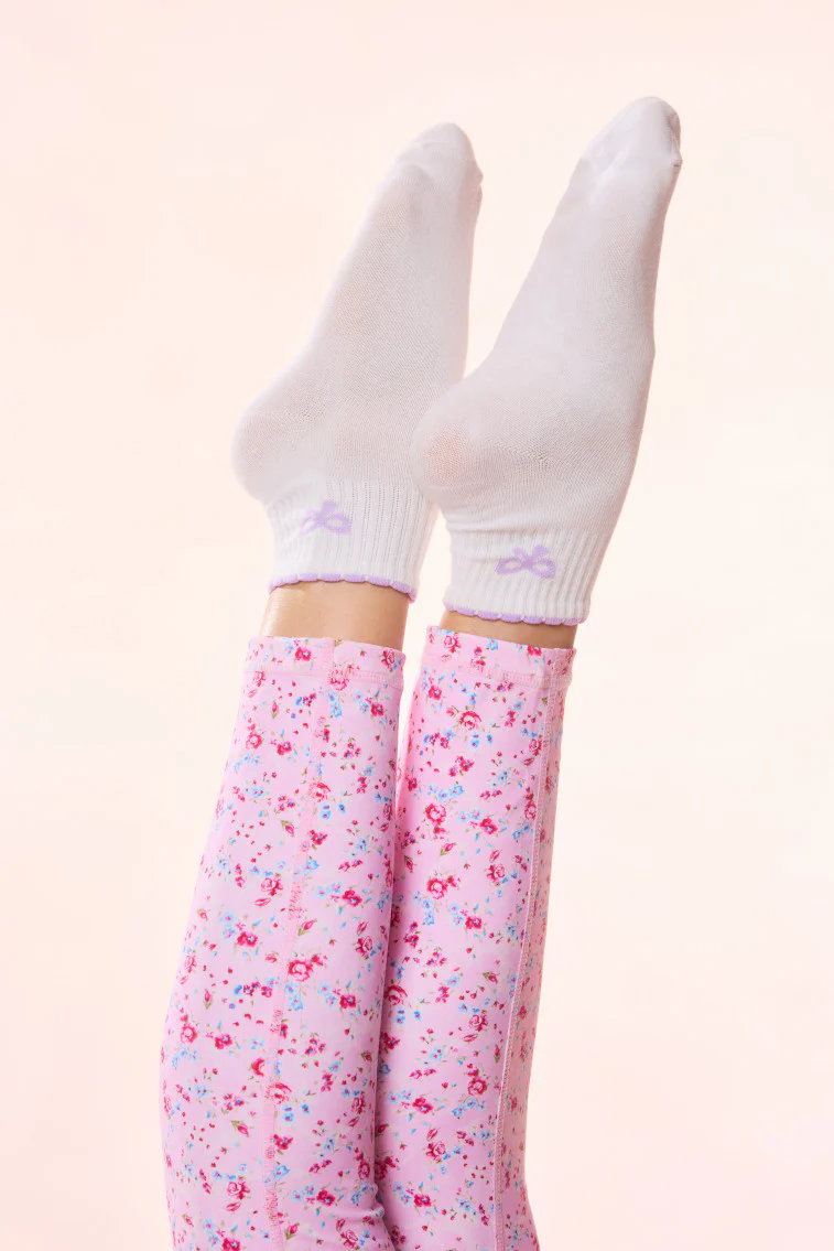 Doyenne Cotton Bow Ankle Socks - LILAC